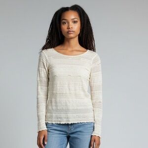 BCBGMAXAZRIA “FAE” Lace Tiered Top – Ivory/Off White Small